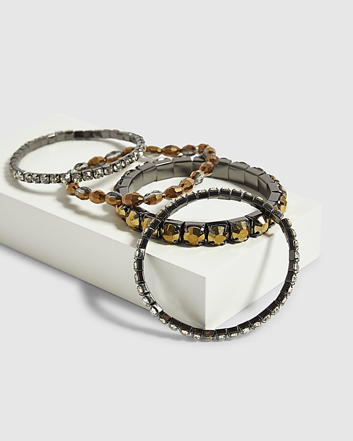 Brown Multi Stretch Bracelets Pack of 4