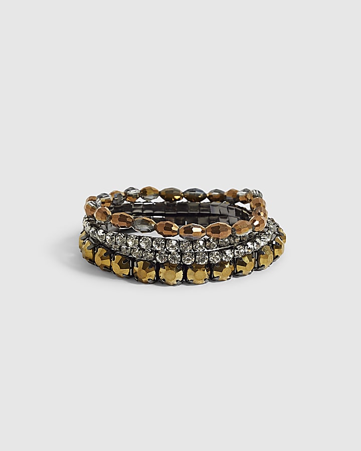 Brown Multi Stretch Bracelets Pack of 4
