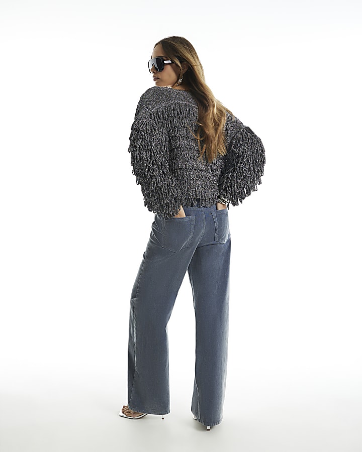 Grey High Rise Relaxed Straight Leg Jeans