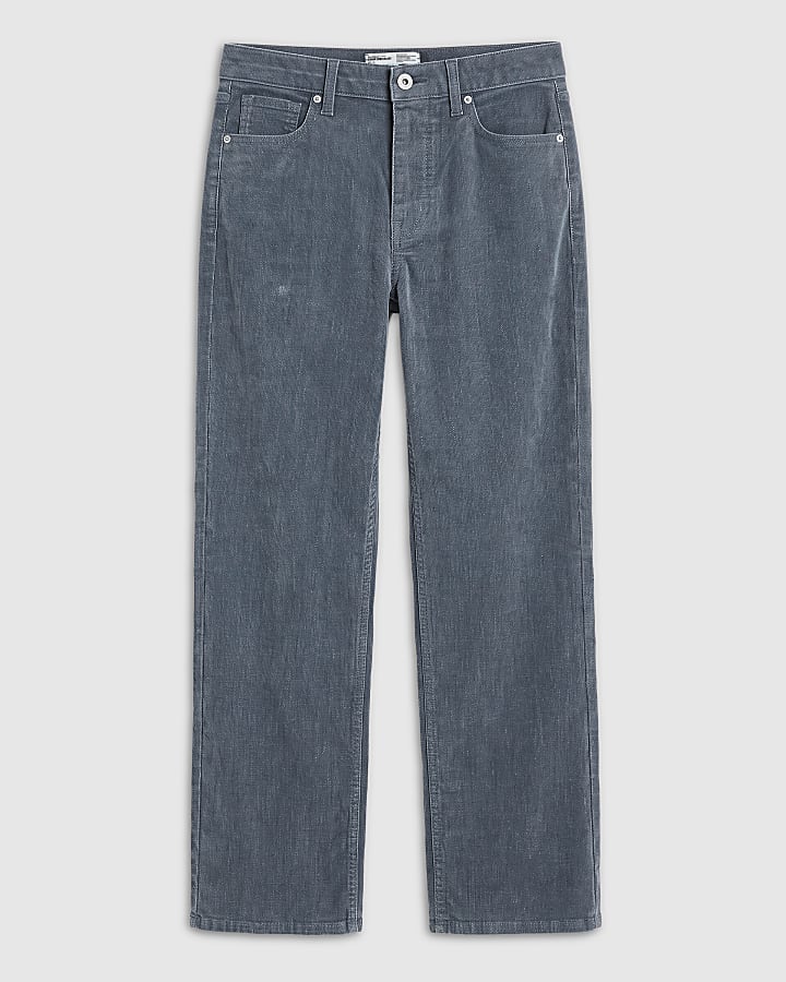 Grey High Rise Relaxed Straight Leg Jeans