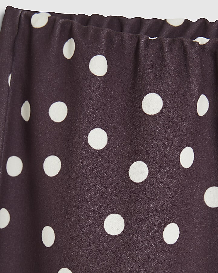 Brown Polka Dot Stretch Capri Trousers