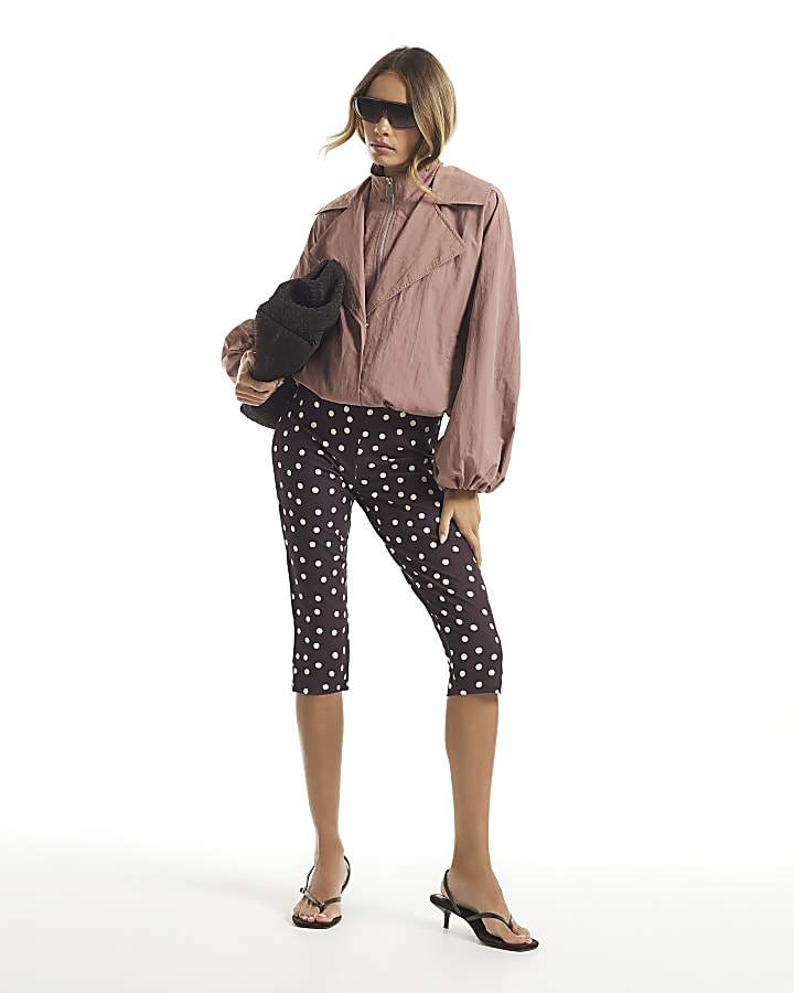 Brown Spot Stretch Capri Trousers