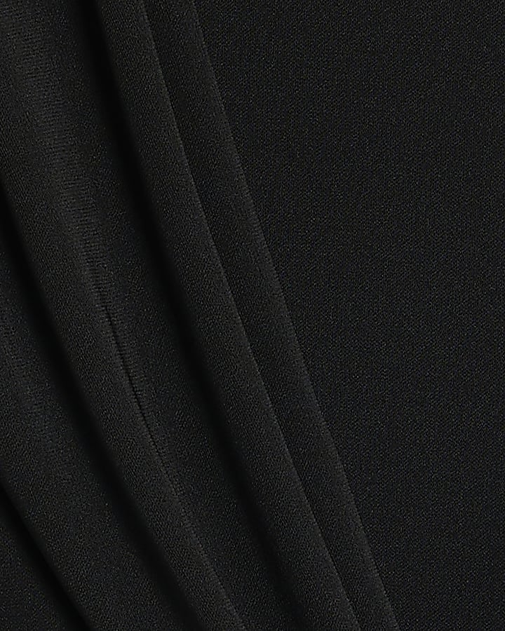 Black Drape Front Long Sleeve Top