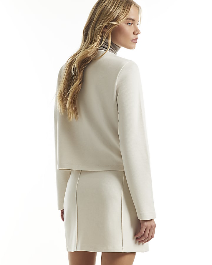 Cream Zip Through Cosy Cardigan