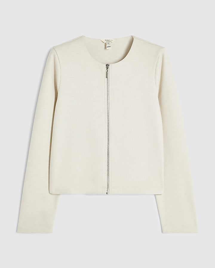 Cream Zip Through Cosy Cardigan