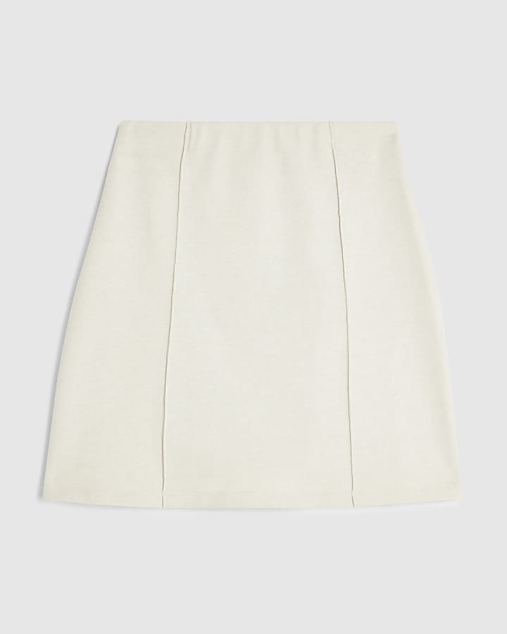 Cream Seam Detail Cosy Mini Skirt