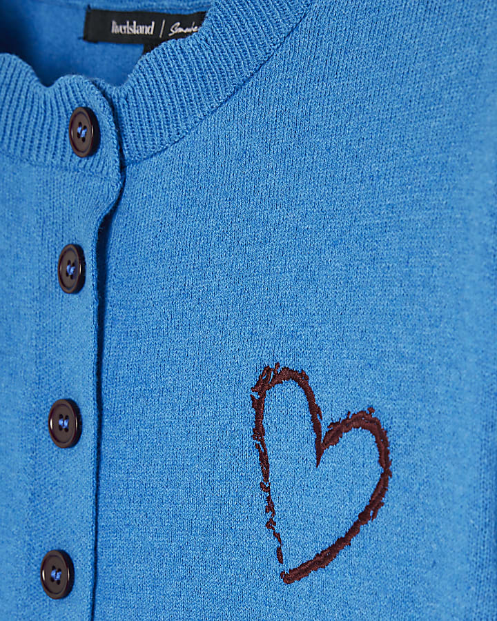 Blue Blocked Scallop Heart Cardigan