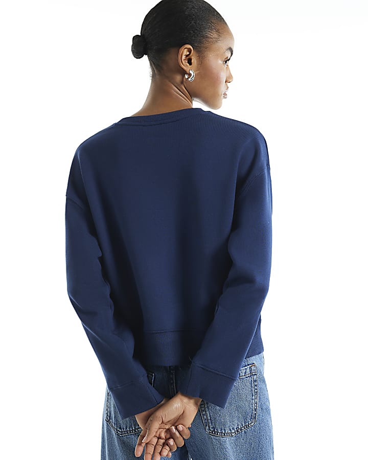 Navy Embellished Sweatshirt