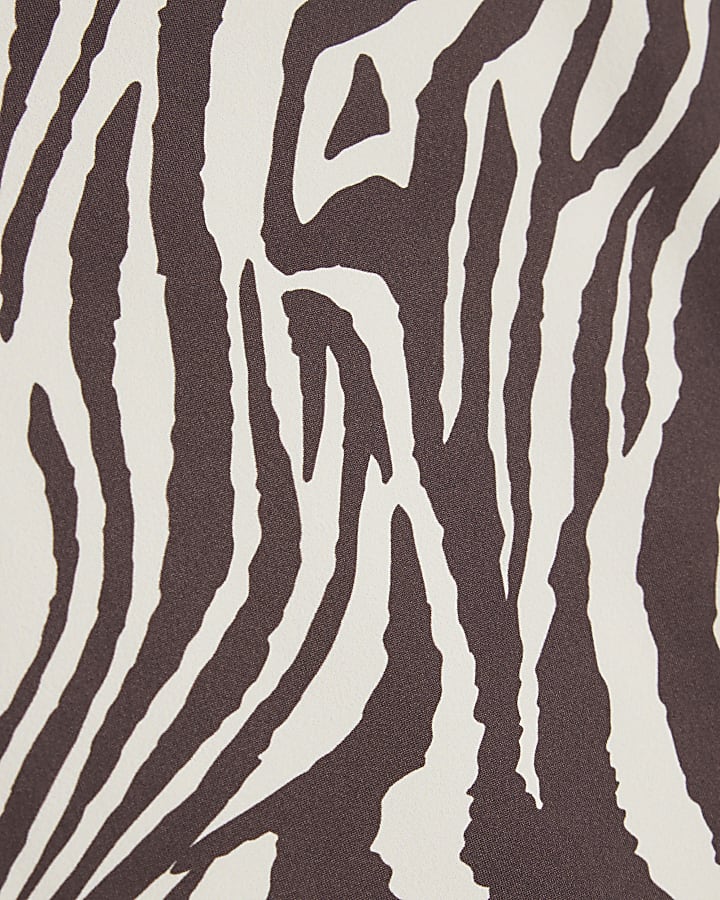 Brown Zebra Print Fitted T-Shirt