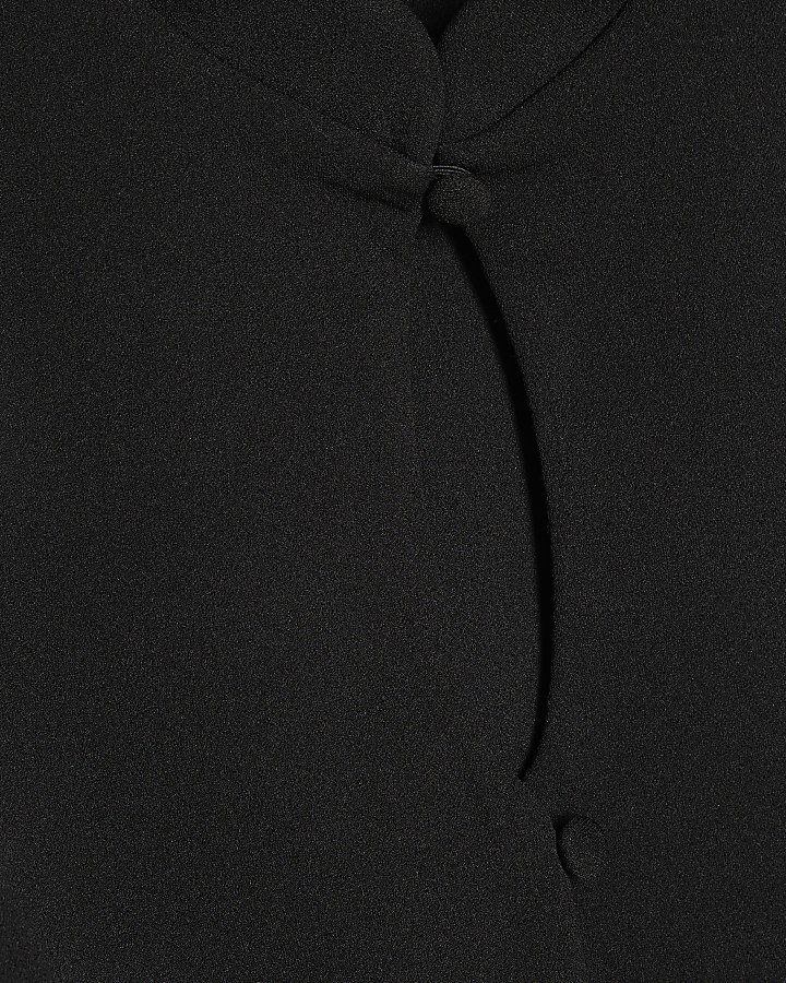 Black Stand Up Collar Key Hole Top