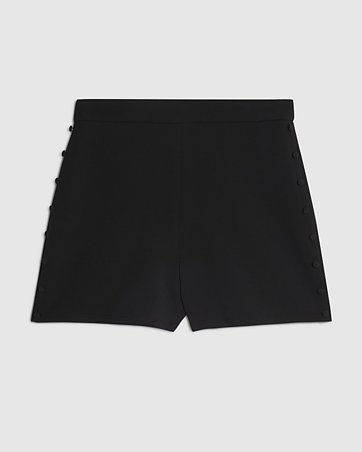 Black Button Detail Shorts