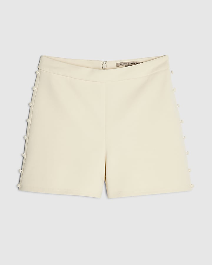 Cream Button Detail Shorts