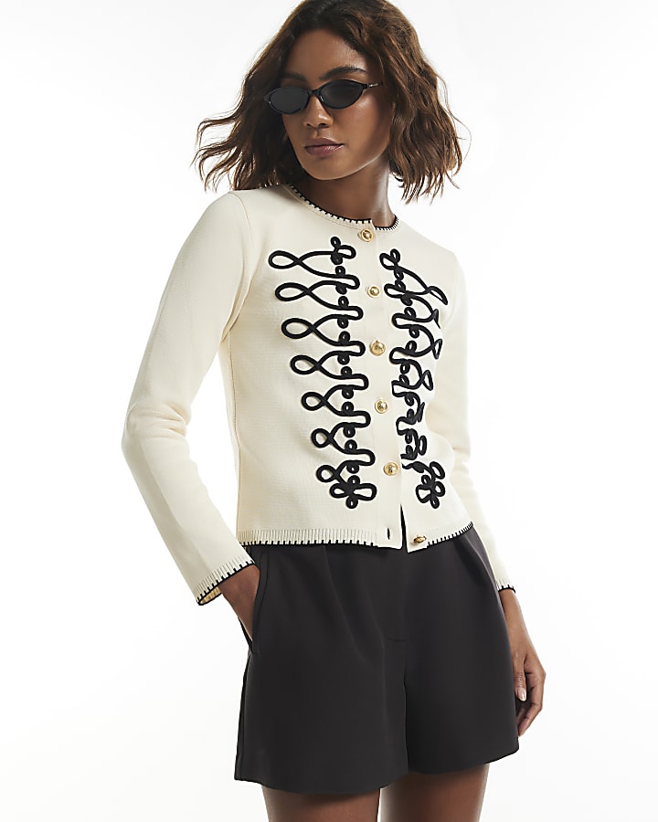 Cream Whipstitch Drummer Cardigan