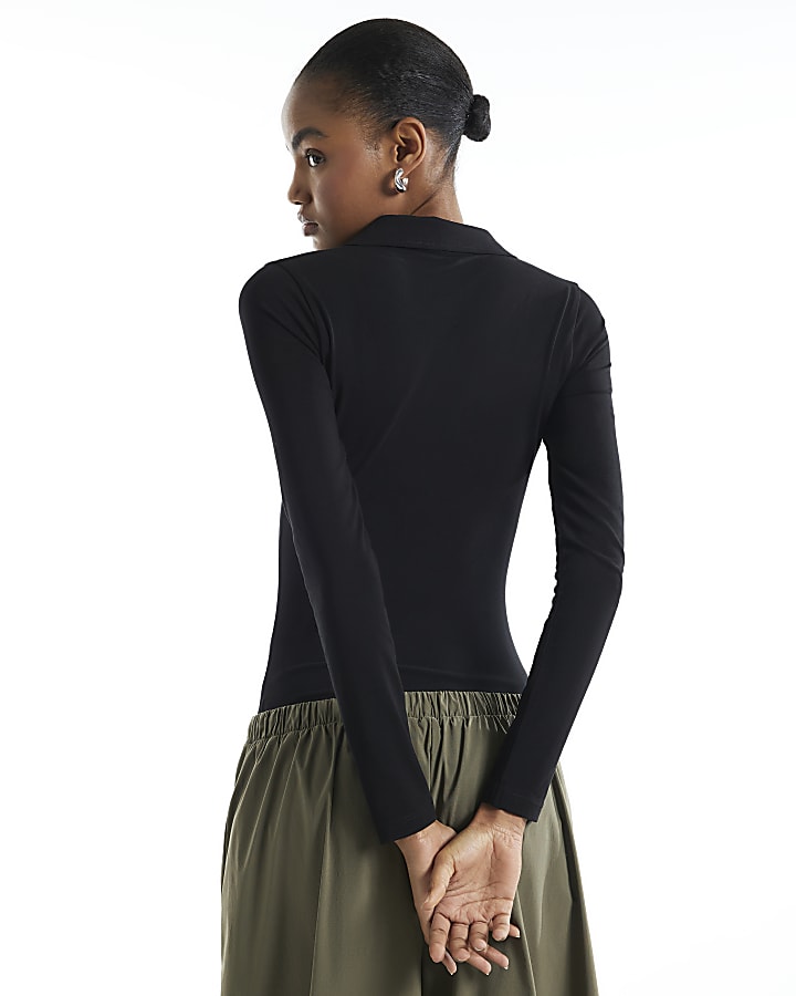 Black Long Sleeve Shirt Bodysuit