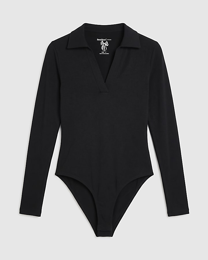 Black Long Sleeve Shirt Bodysuit