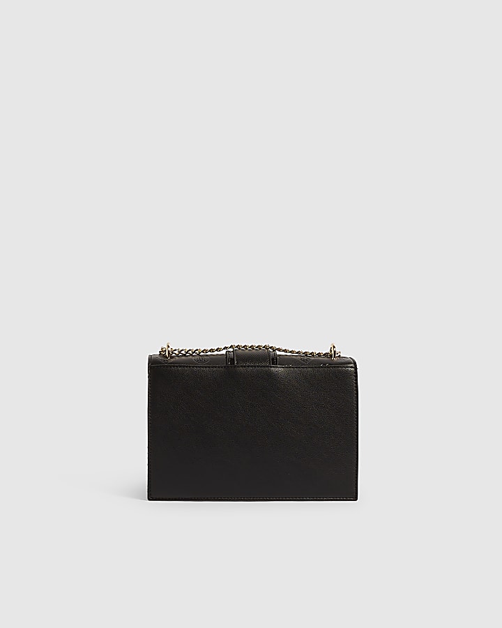 Black Monogram Panel Front Shoulder Bag