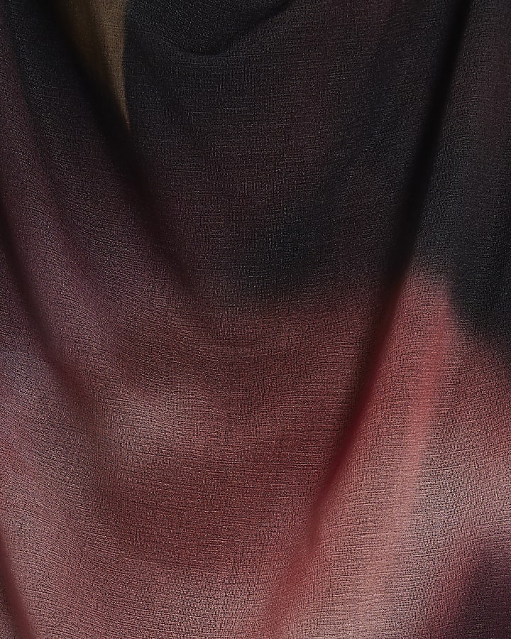 Petite Burgundy Chiffon Asymmetric Hem Top