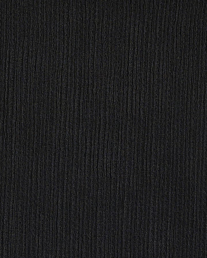 Black Plisse Fringe Trim Maxi Dress