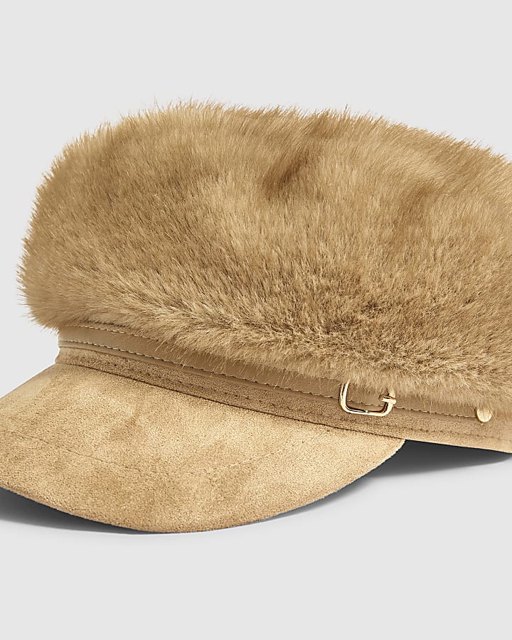 Beige Faux Fur Baker Boy