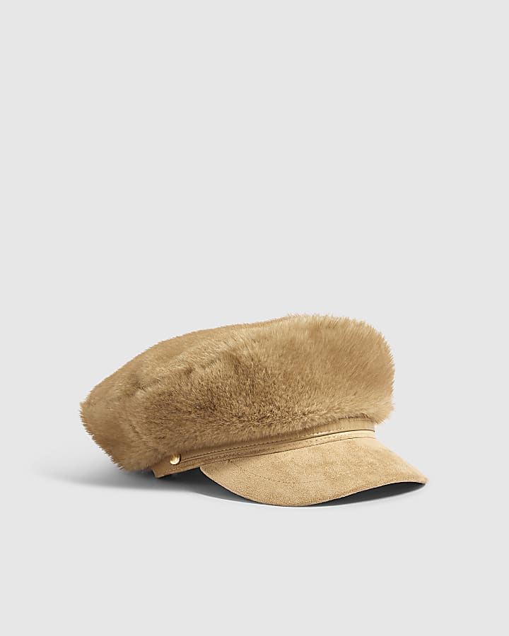 Beige Faux Fur Baker Boy