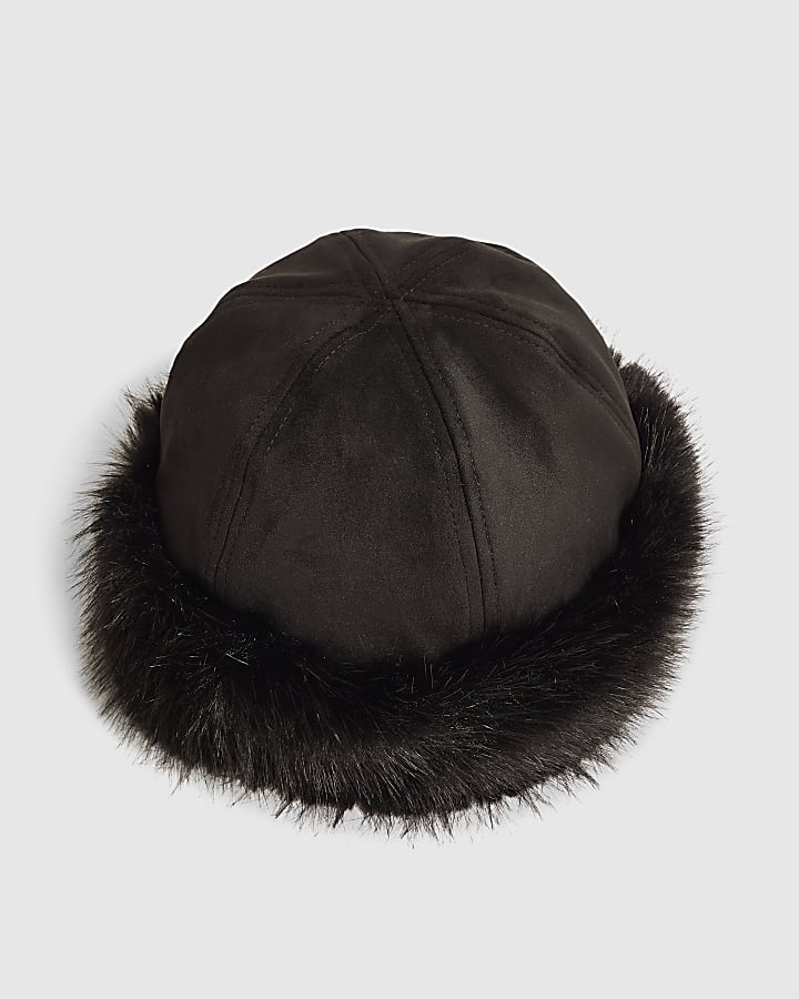 Black Faux Fur Headband Hat