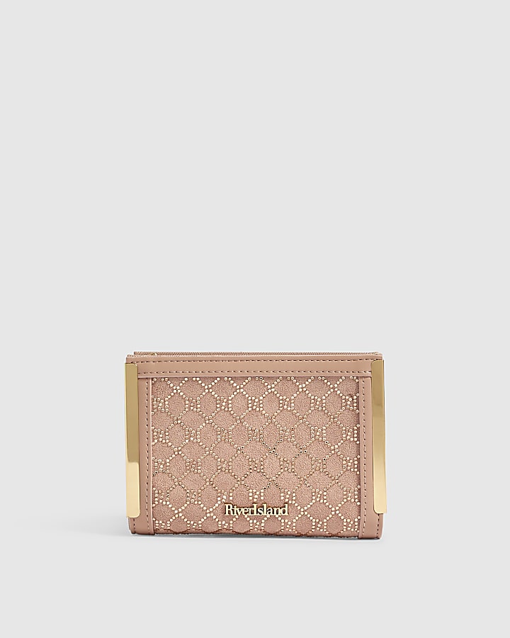 Pink Embellished Monogram Foldout Purse