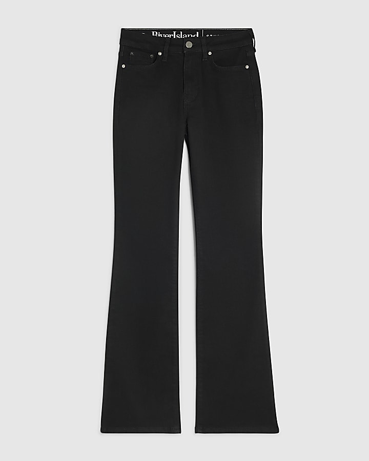 Black Mid Rise Bootcut Jeans