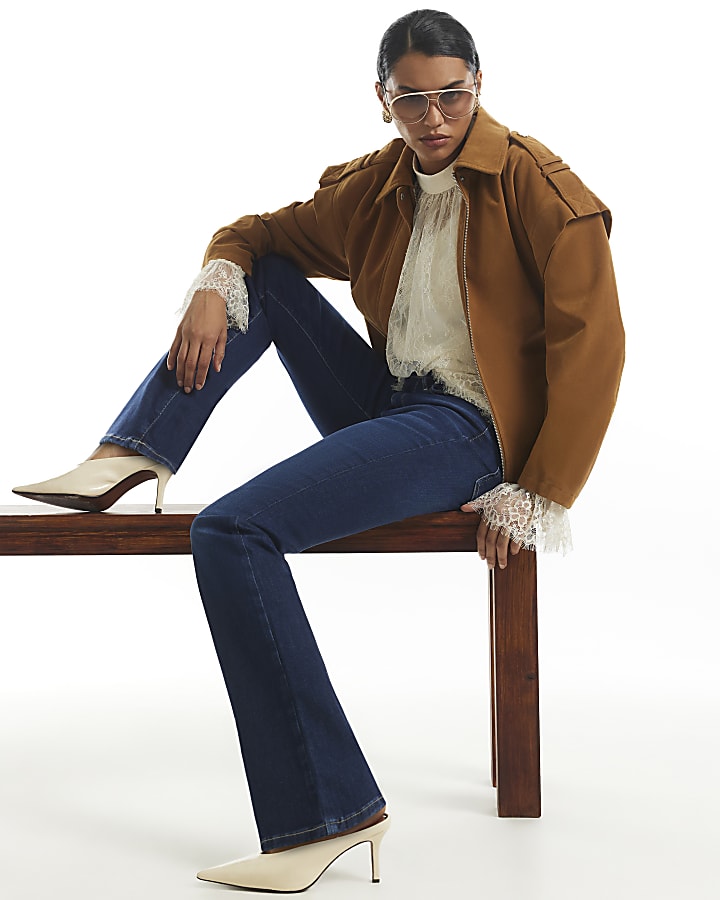 Blue Mid Rise Bootcut Jeans