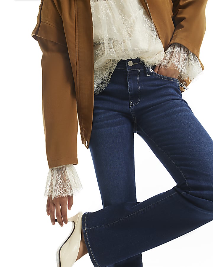 Blue Mid Rise Bootcut Jeans