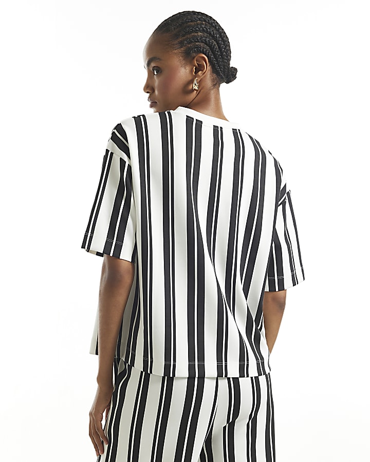 Black Premium Vertical Stripe Boxy T-Shirt