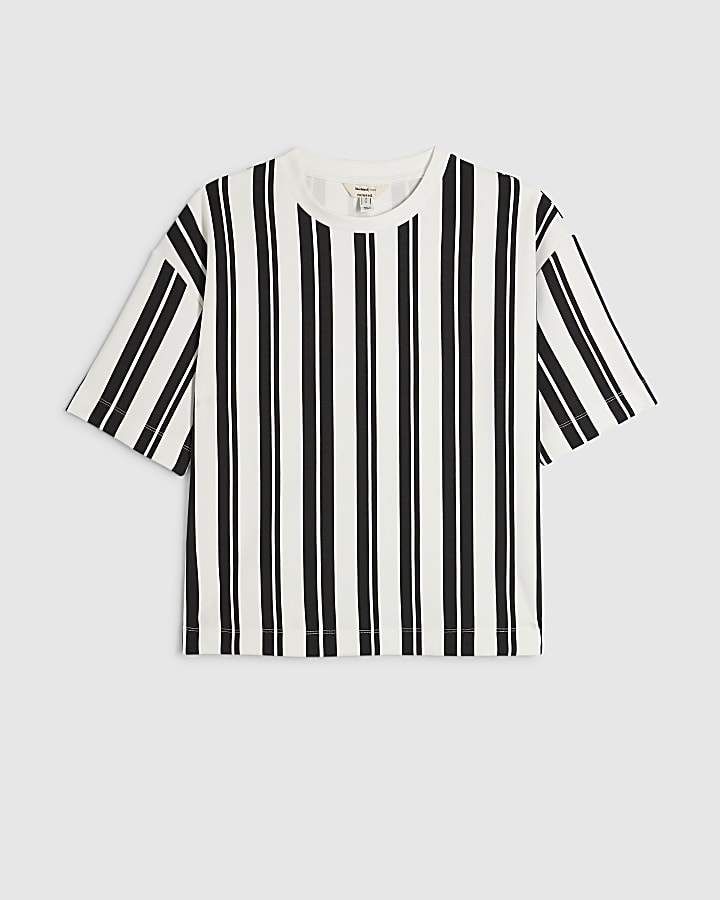 Black Premium Vertical Stripe Boxy T-Shirt