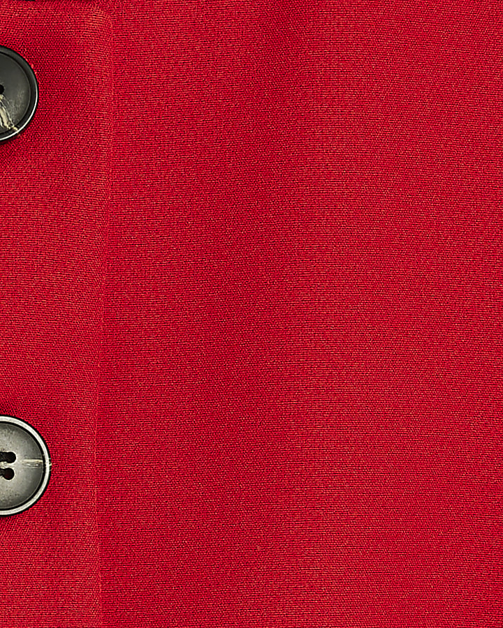 Red Short Sleeve Button Waistcoat