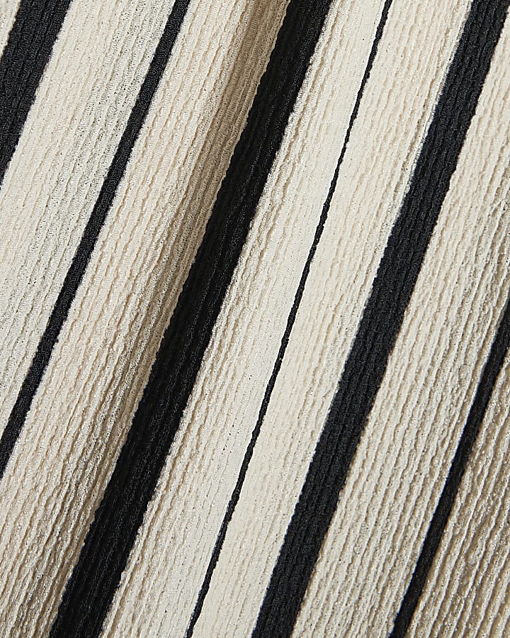 Black Stripe Wide Leg Shirred Trousers
