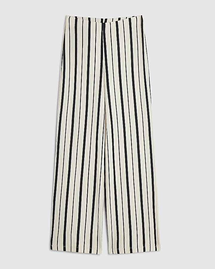 Black Stripe Wide Leg Shirred Trousers