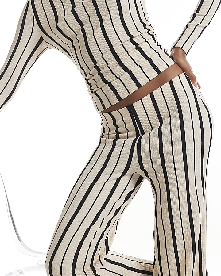 Black Stripe Wide Leg Shirred Trousers