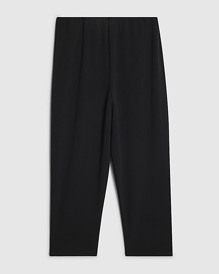 Black Stretch Split Hem Capri Trousers