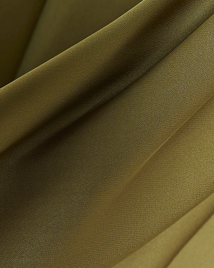 Khaki Satin Cowl Neck Tank Top