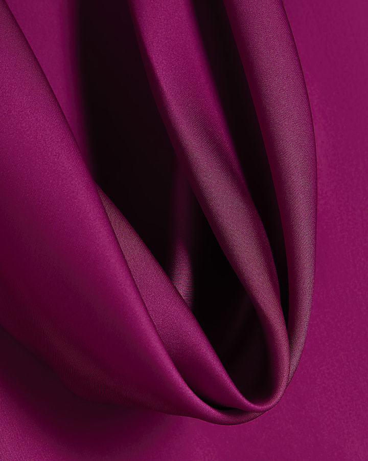 Pink Satin Cowl Neck Tank Top