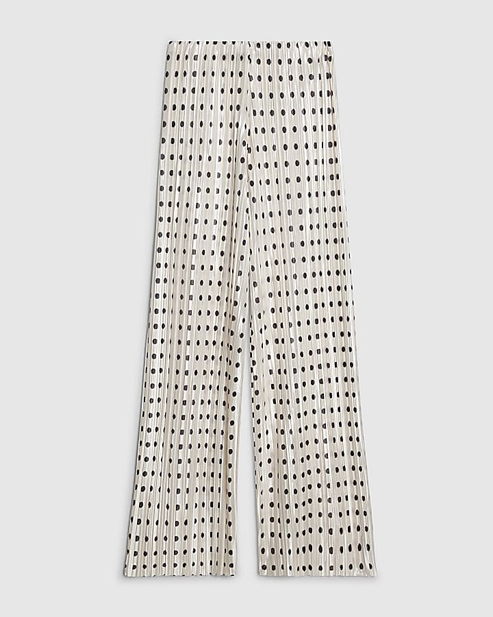 White Spot Plisse Wide Leg Trousers