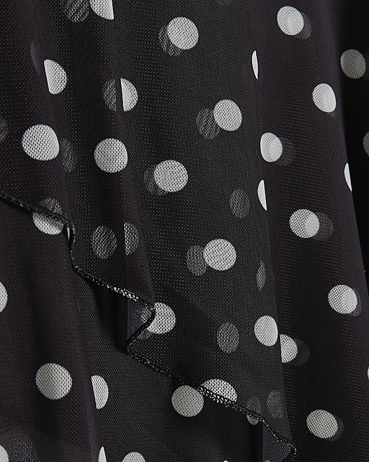 Black Spot Asymmetric Hem Mini Dress