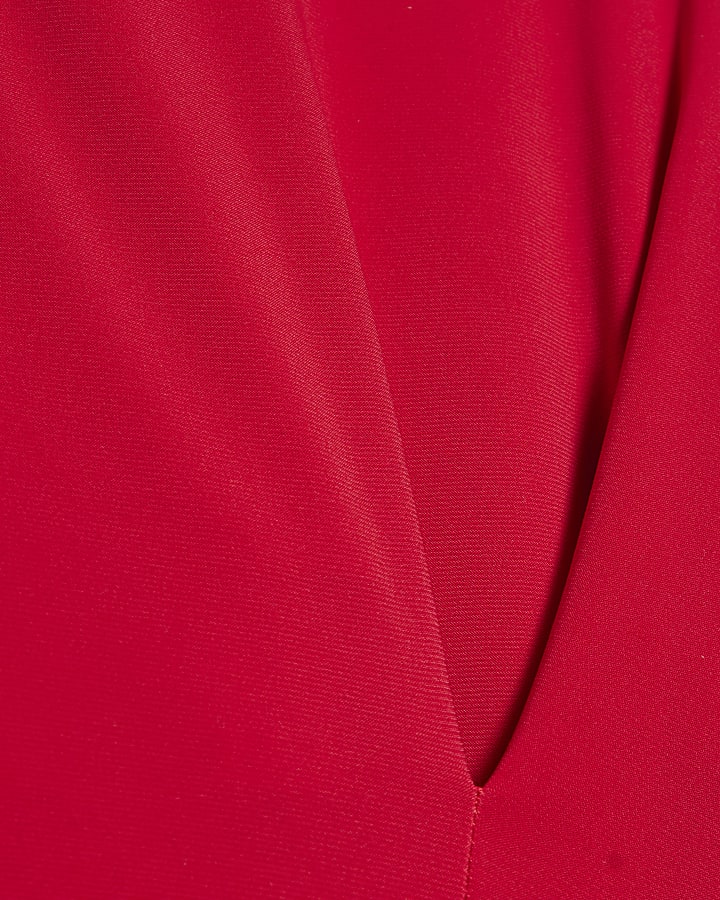 Red Asymmetric Hem Midi Dress