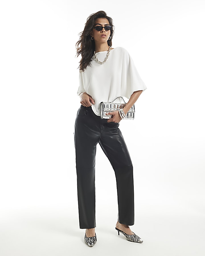 Cream Boat Neck Batwing Top
