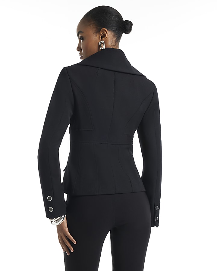 Black Collared Military Jacket 