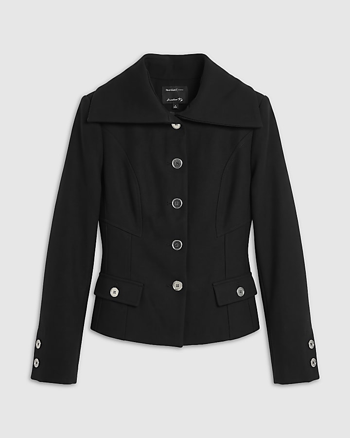 Black Collared Military Jacket 