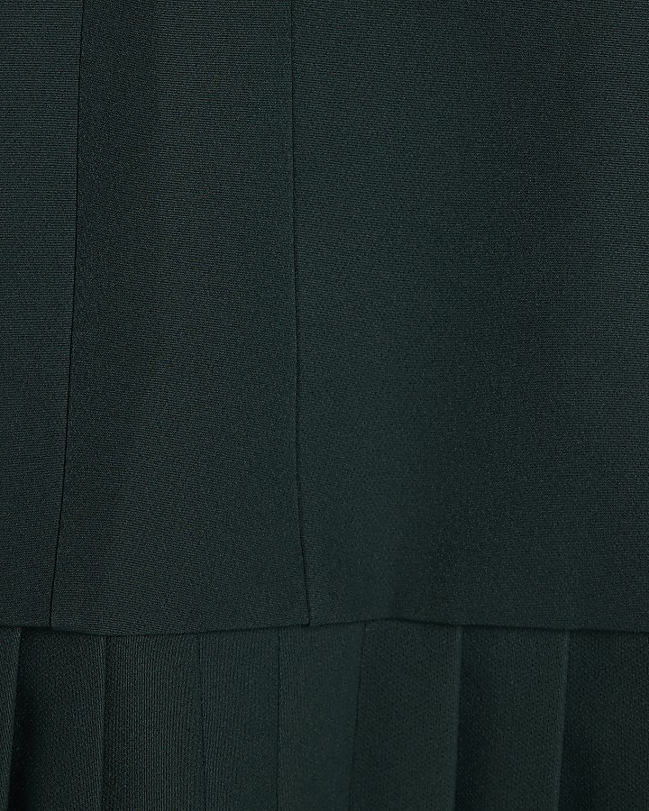 Green Sleeveless Pleated Hem Mini Dress
