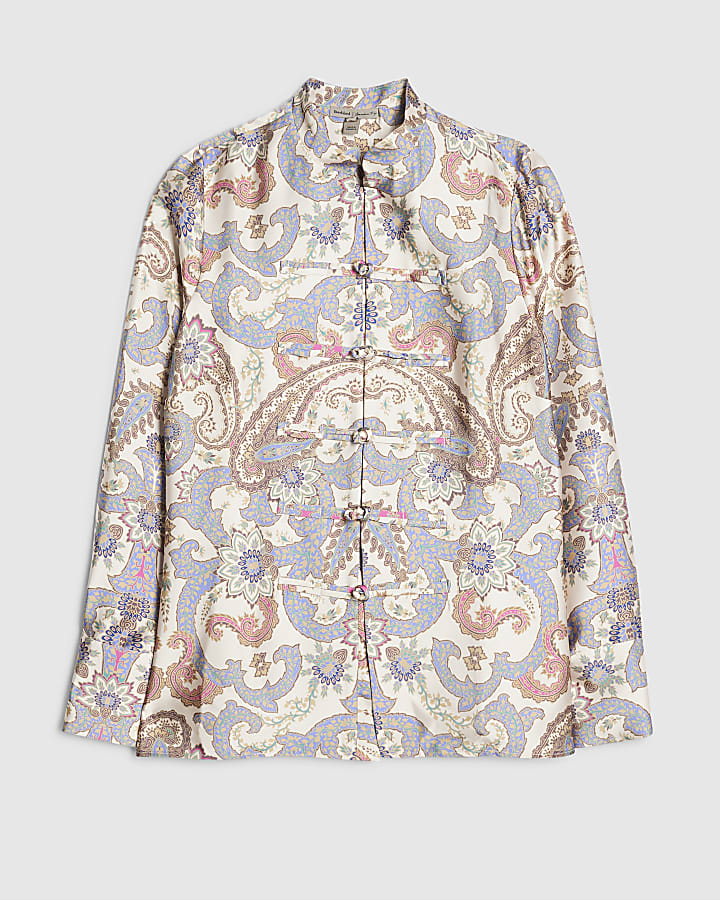Beige Paisley Frogging Shirt