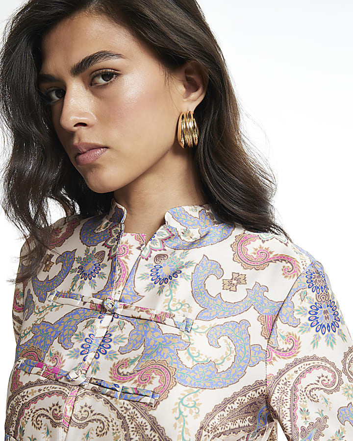Beige Paisley Frogging Shirt