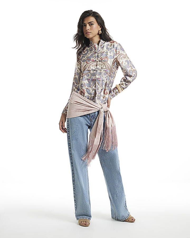 Beige Paisley Frogging Shirt