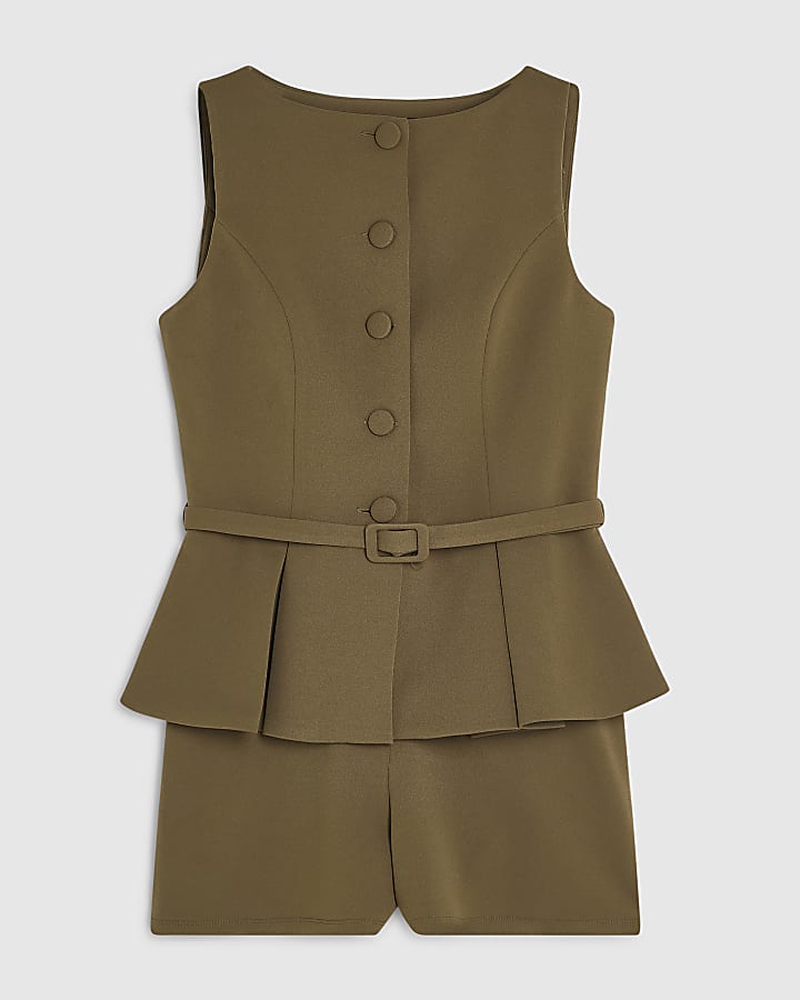 Khaki Peplum Playsuit