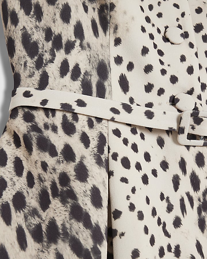 Beige Animal Print Peplum Playsuit